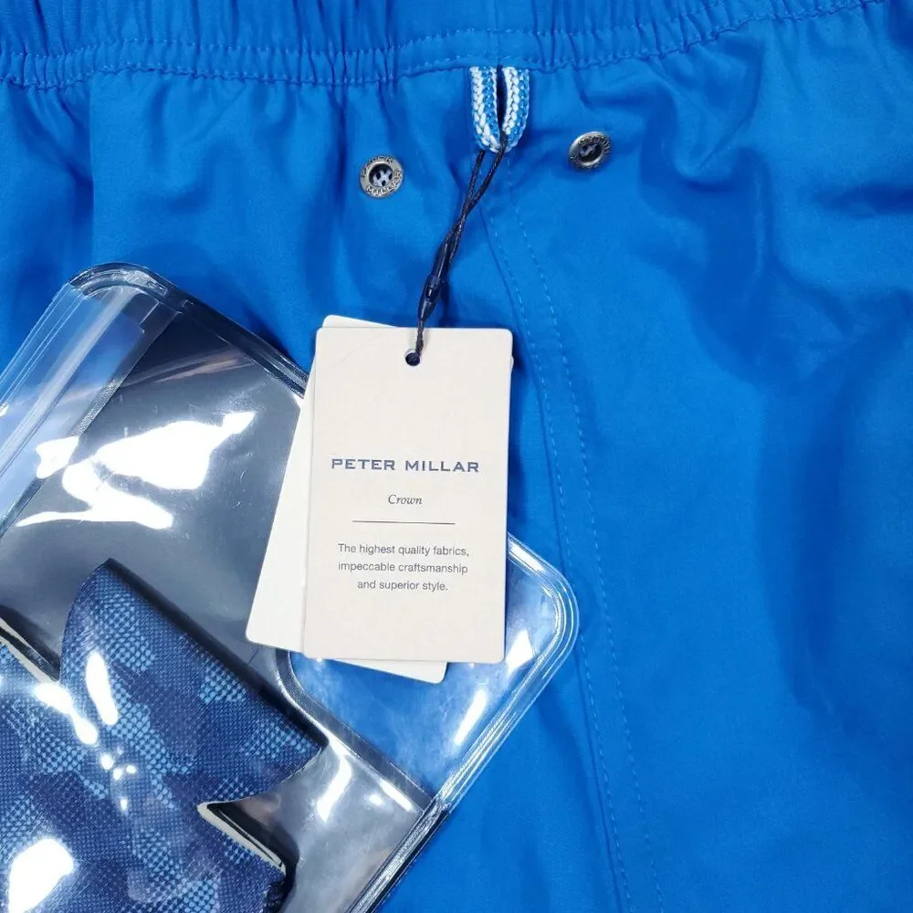 Peter Millar Men's Crown Magic Print Swim Trunks Royal Blue Size XXL